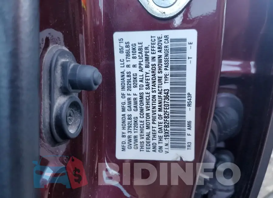 19XFB2F82FE073643 Photo# 13