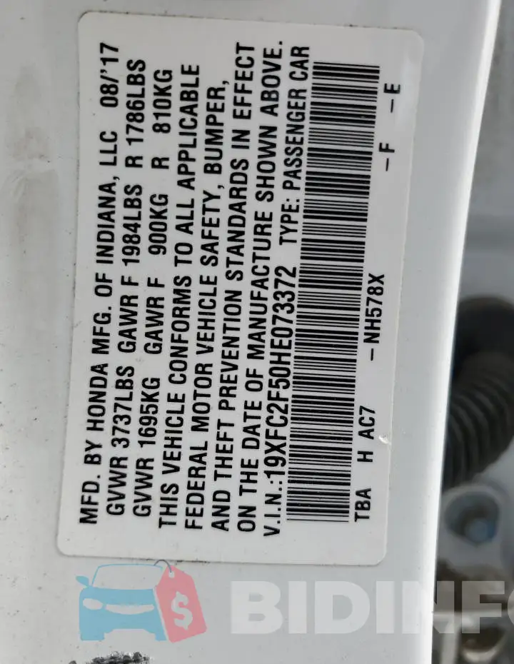 19XFC2F50HE073372 Photo# 12