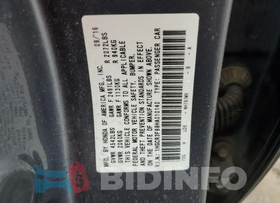 1HGCR3F88HA010140 Photo# 12