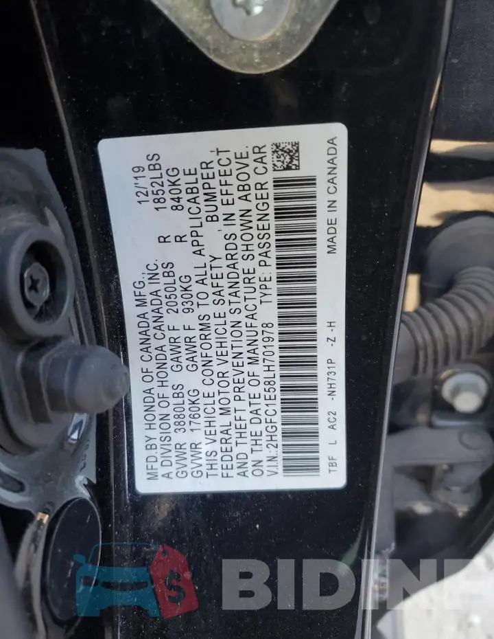 2HGFC1E58LH701978 Photo# 12