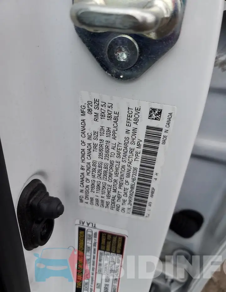 2HKRW2H85LH673336 Photo# 12