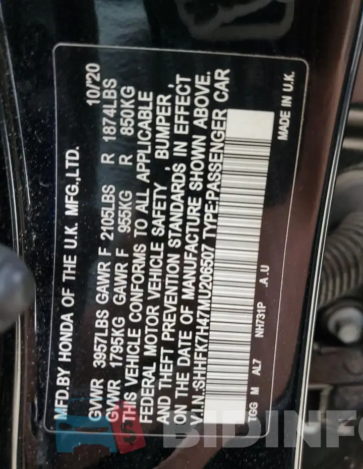 SHHFK7H47MU206507 Photo# 12
