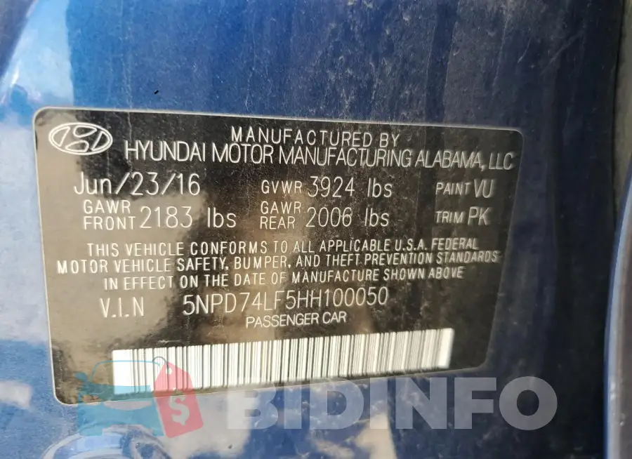 5NPD74LF5HH100050 Photo# 12