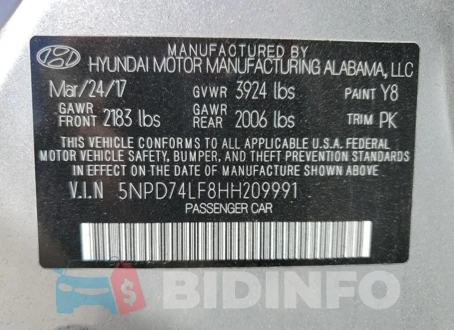 5NPD74LF8HH209991 Photo# 12