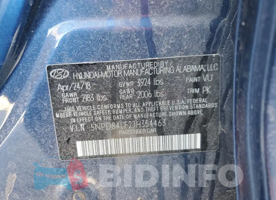 5NPD84LF2JH354463 Photo# 12