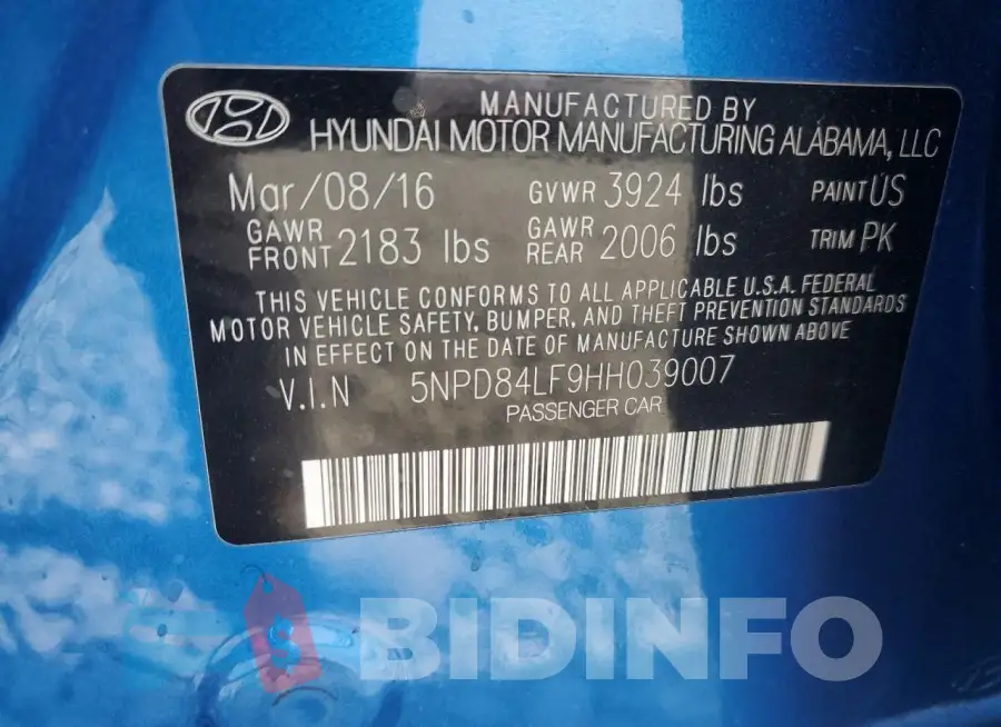 5NPD84LF9HH039007 Photo# 12