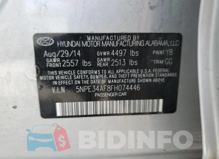 5NPE34AF8FH074446 Photo# 12