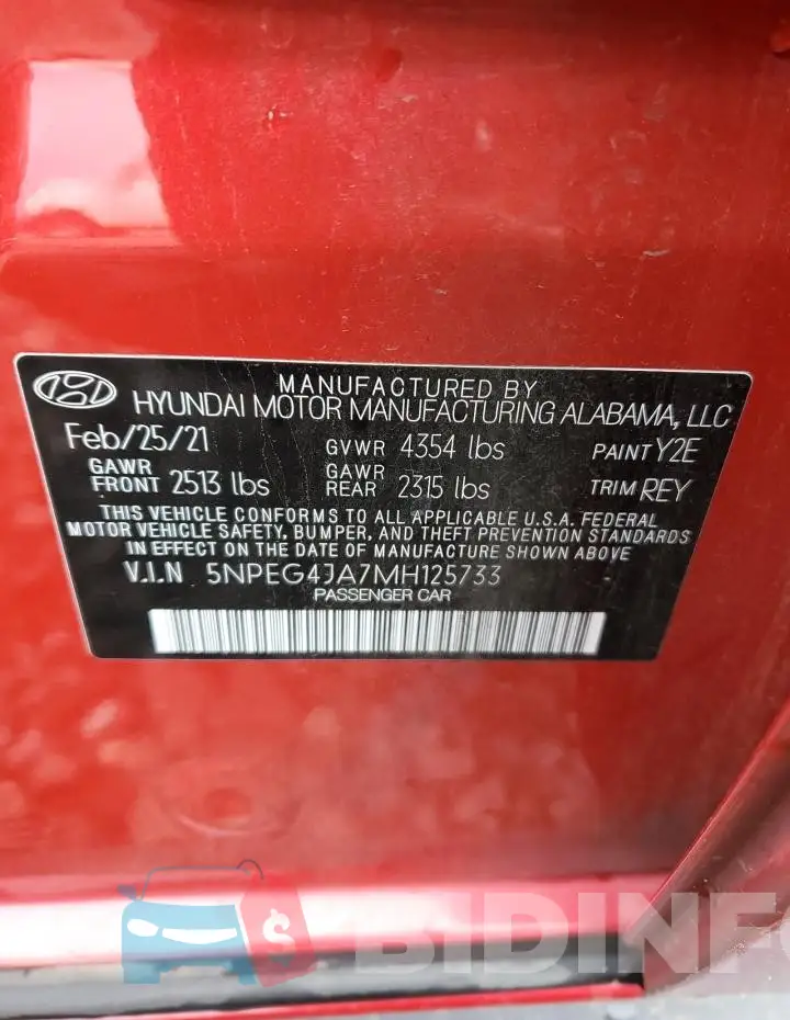 5NPEG4JA7MH125733 Photo# 13
