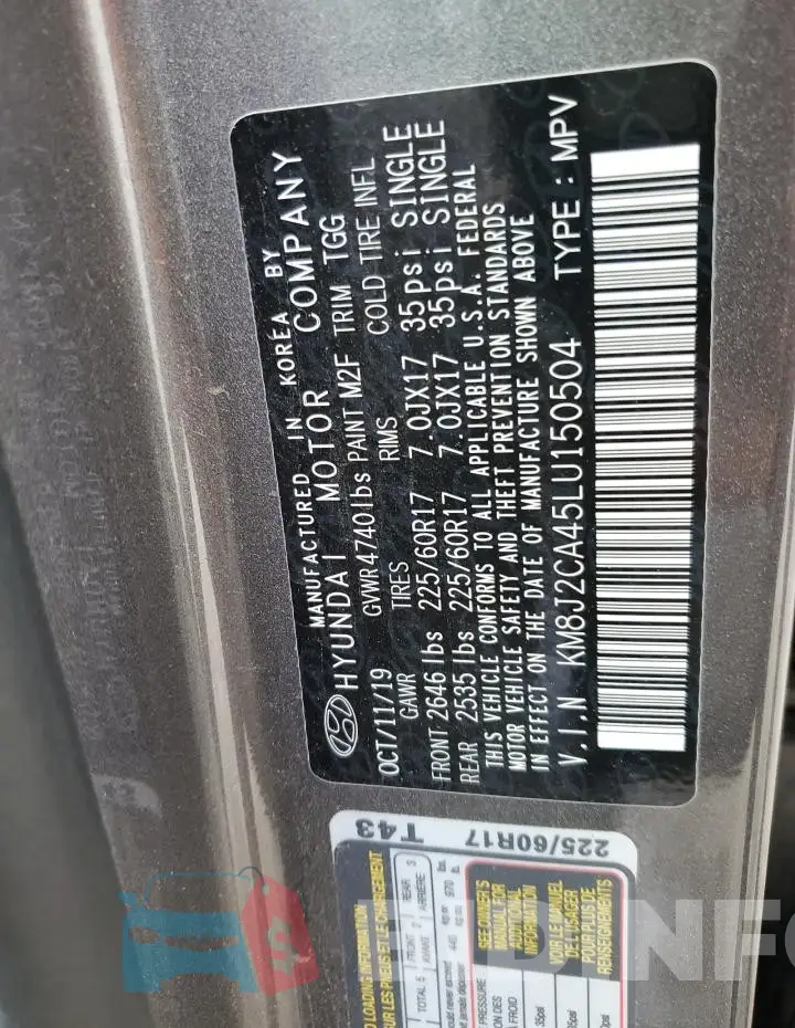 KM8J2CA45LU150504 Photo# 13