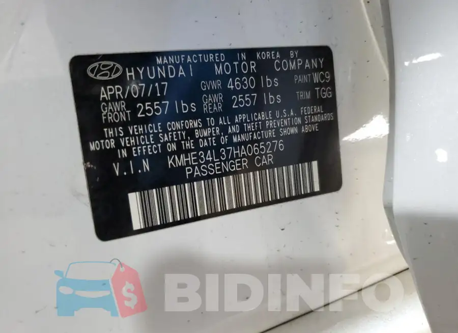 KMHE34L37HA065276 Photo# 12