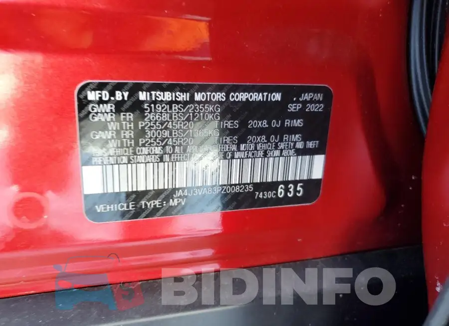 JA4J3VA83PZ008235 Photo# 13