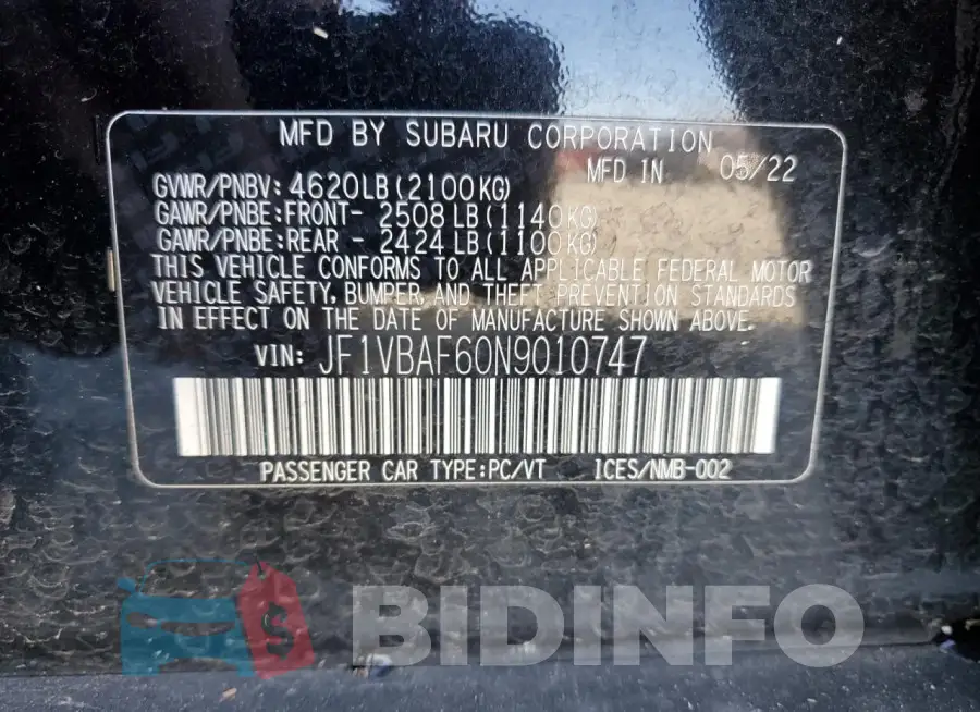 JF1VBAF60N9010747 Photo# 12