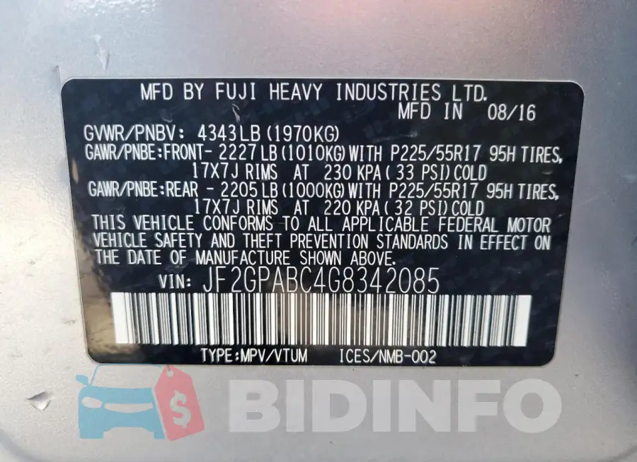 JF2GPABC4G8342085 Photo# 12