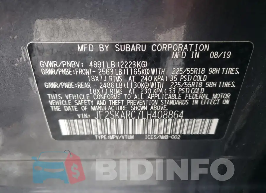 JF2SKARC7LH408864 Photo# 12