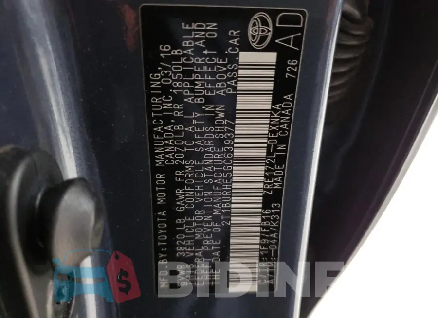 2T1BURHE5GC639377 Photo# 12