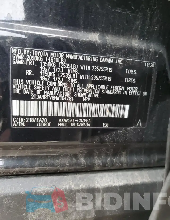 2T3A1RFV8MW164784 Photo# 13
