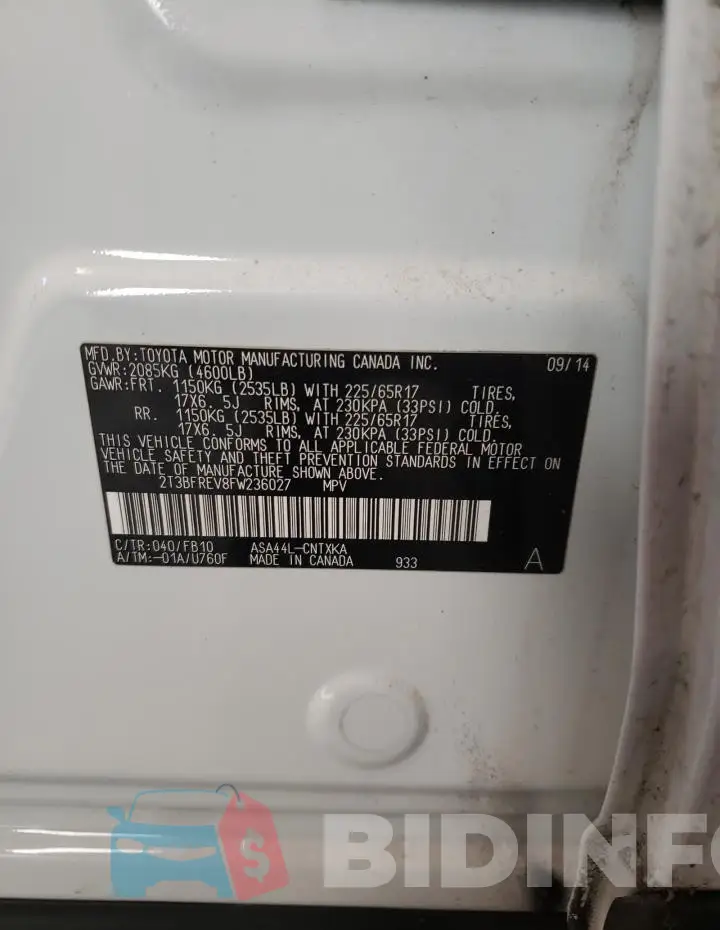 2T3BFREV8FW236027 Photo# 12