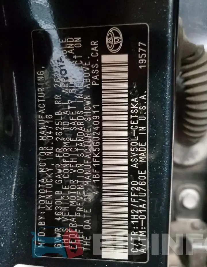 4T1BF1FK5GU240911 Photo# 13