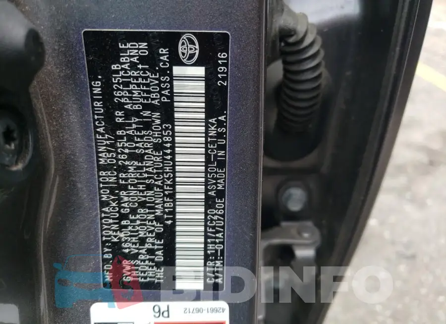 4T1BF1FK5HU444853 Photo# 12