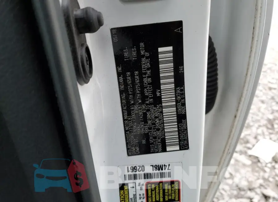 5TDZY5G19JS071675 Photo# 12