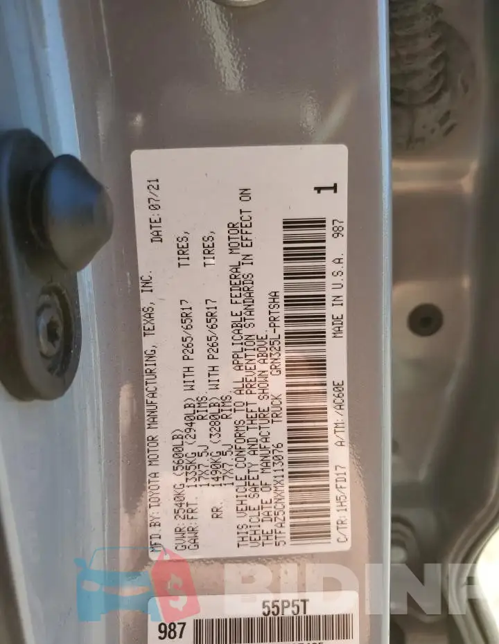 5TFAZ5CNXMX113076 Photo# 12