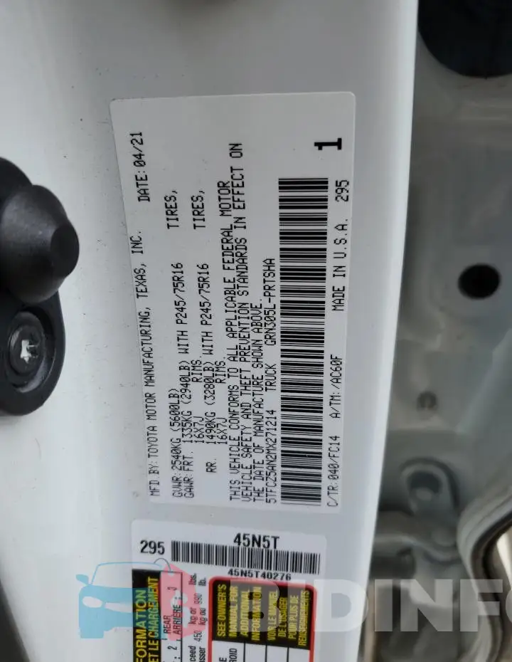 5TFCZ5AN2MX271214 Photo# 13