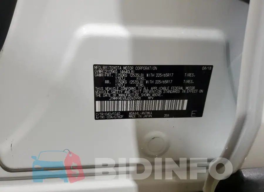 JTMRFREV8JD243998 Photo# 13