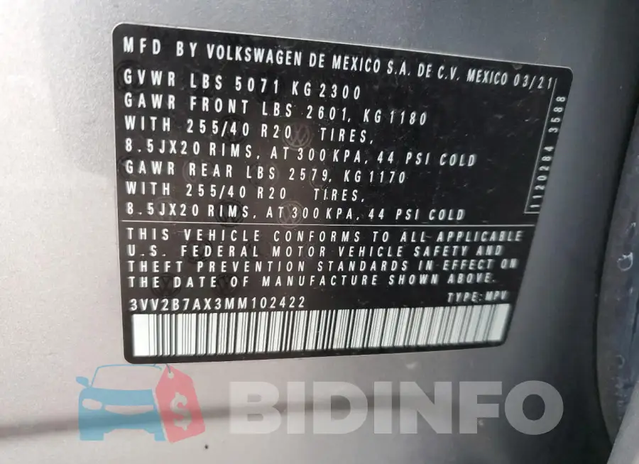 3VV2B7AX3MM102422 Photo# 12