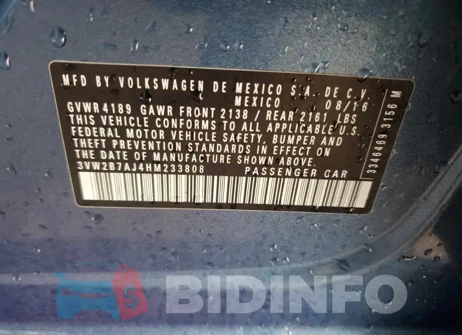 3VW2B7AJ4HM233808 Photo# 12