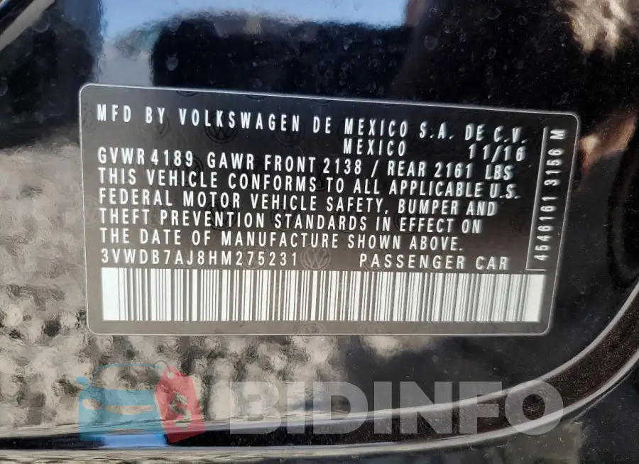 3VWDB7AJ8HM275231 Photo# 12