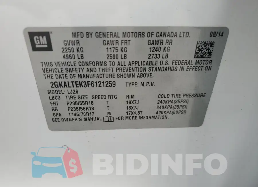 2GKALTEK3F6121259 Photo# 13