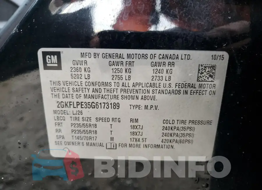2GKFLPE35G6173189 Photo# 13