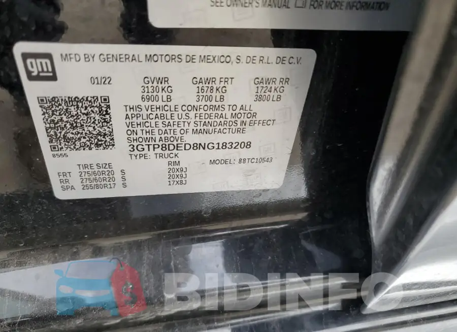 3GTP8DED8NG183208 Photo# 12