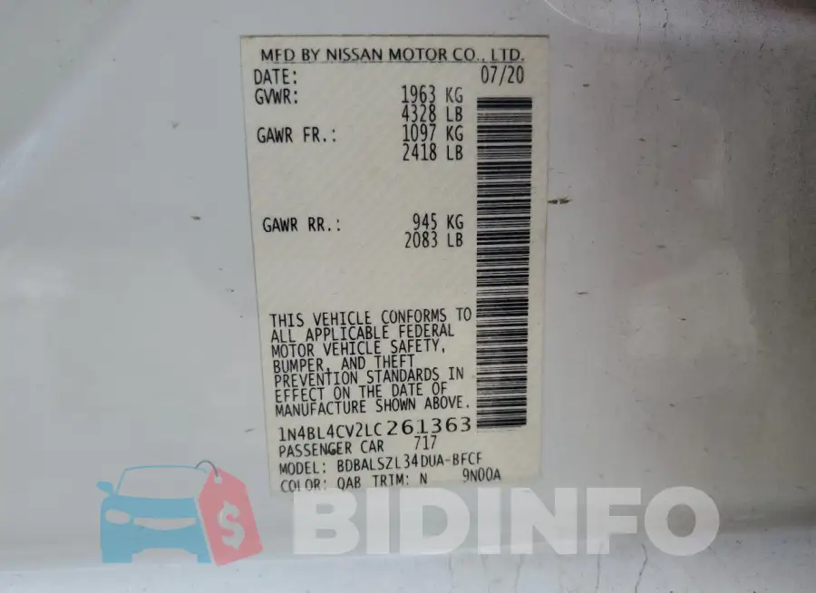 1N4BL4CV2LC261363 Photo# 12