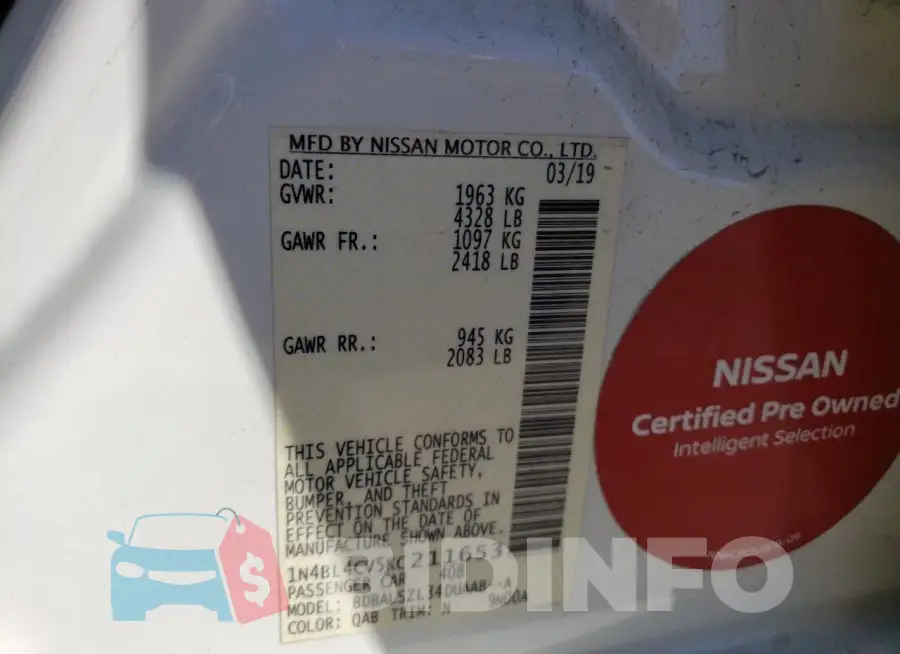 1N4BL4CV5KC211653 Photo# 12