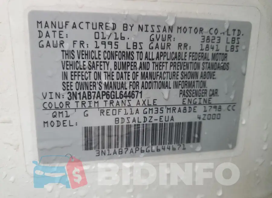 3N1AB7AP6GL644671 Photo# 12