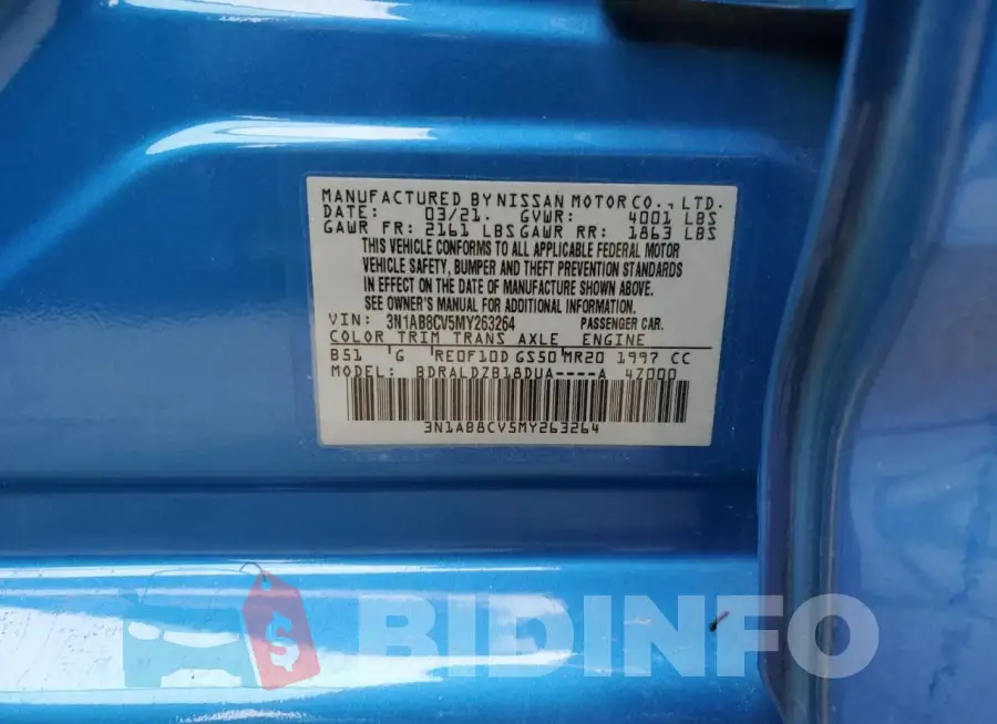 3N1AB8CV5MY263264 Photo# 12