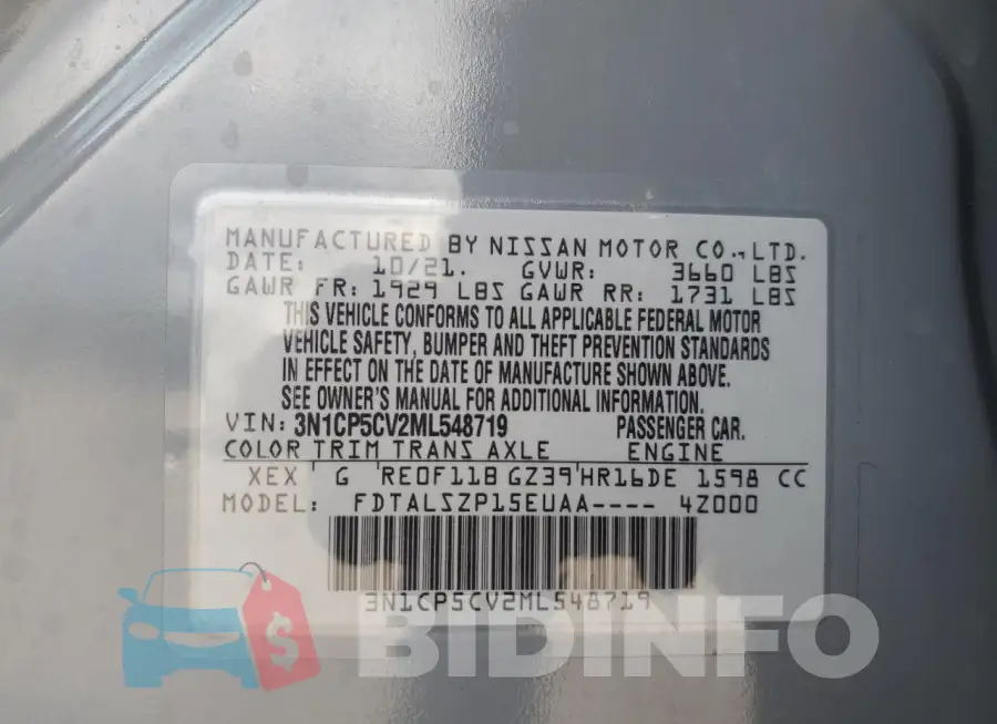 3N1CP5CV2ML548719 Photo# 12