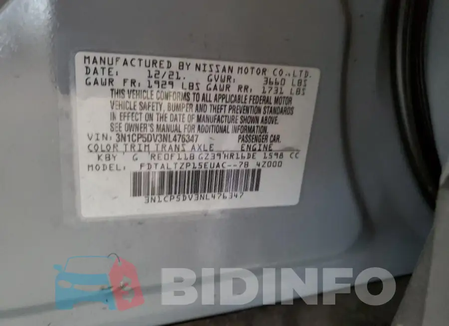 3N1CP5DV3NL476347 Photo# 13
