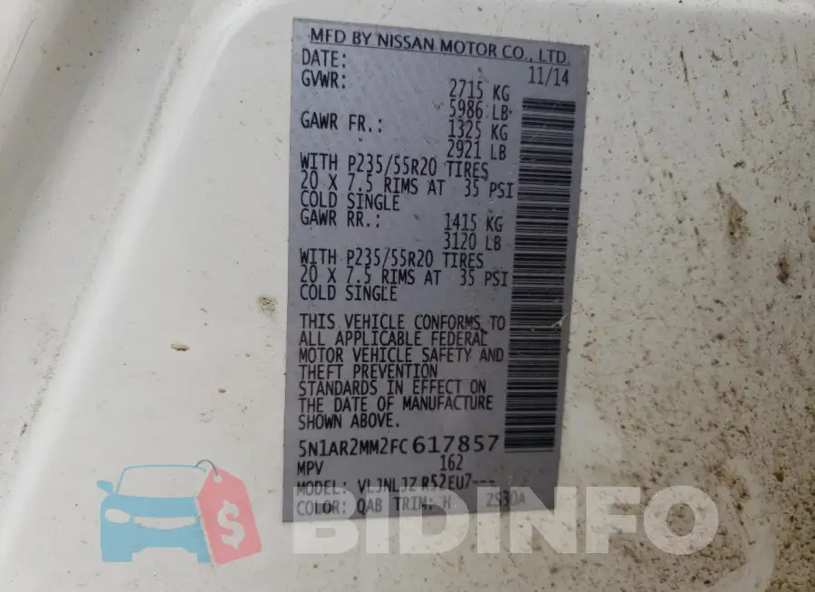 5N1AR2MM2FC617857 Photo# 12