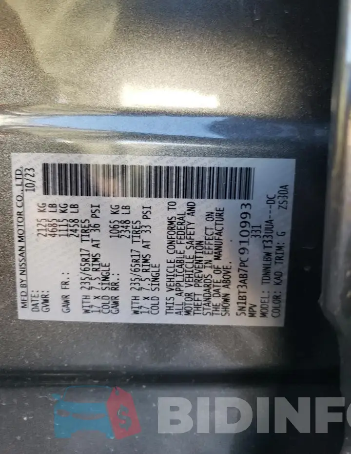 5N1BT3AB7PC910993 Photo# 13
