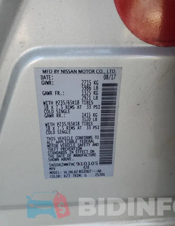 5N1DR2MM7HC910105 Photo# 13