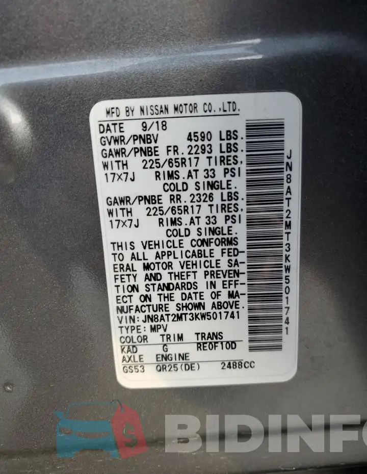 JN8AT2MT3KW501741 Photo# 13