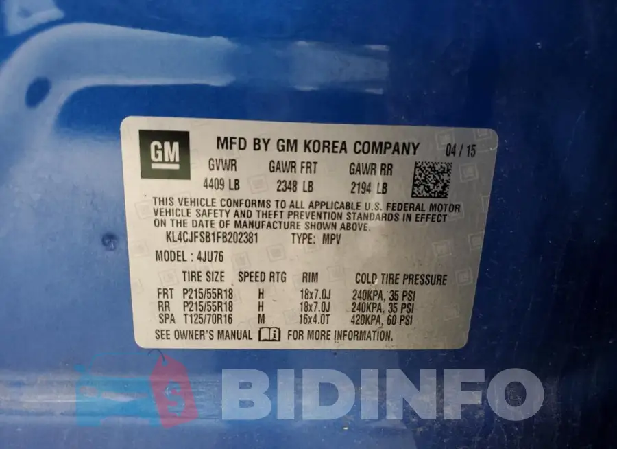 KL4CJFSB1FB202381 Photo# 12