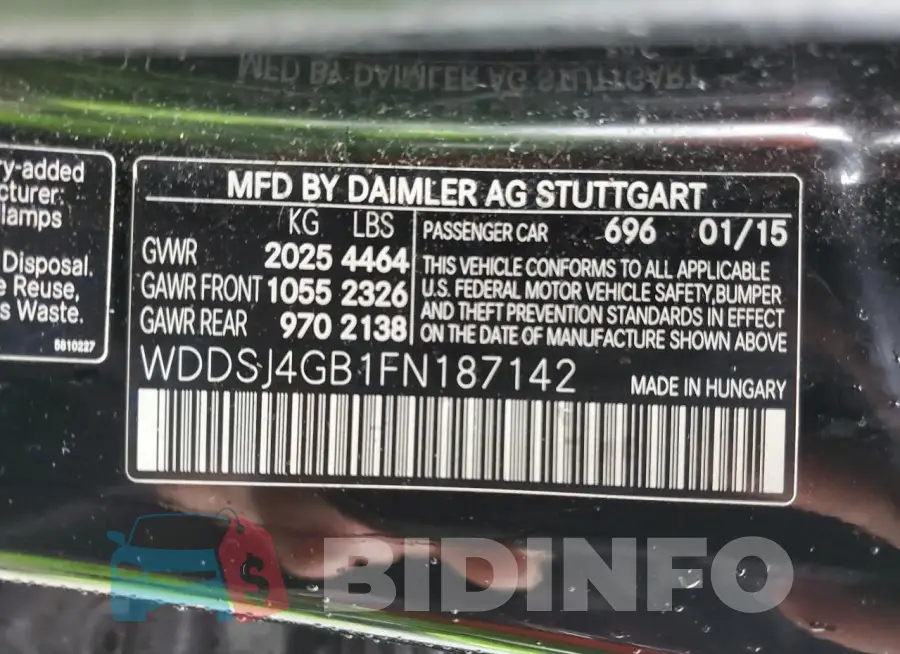 WDDSJ4GB1FN187142 Photo# 12