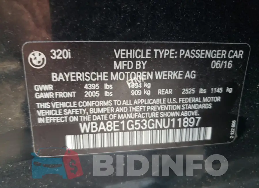 WBA8E1G53GNU11897 Photo# 12