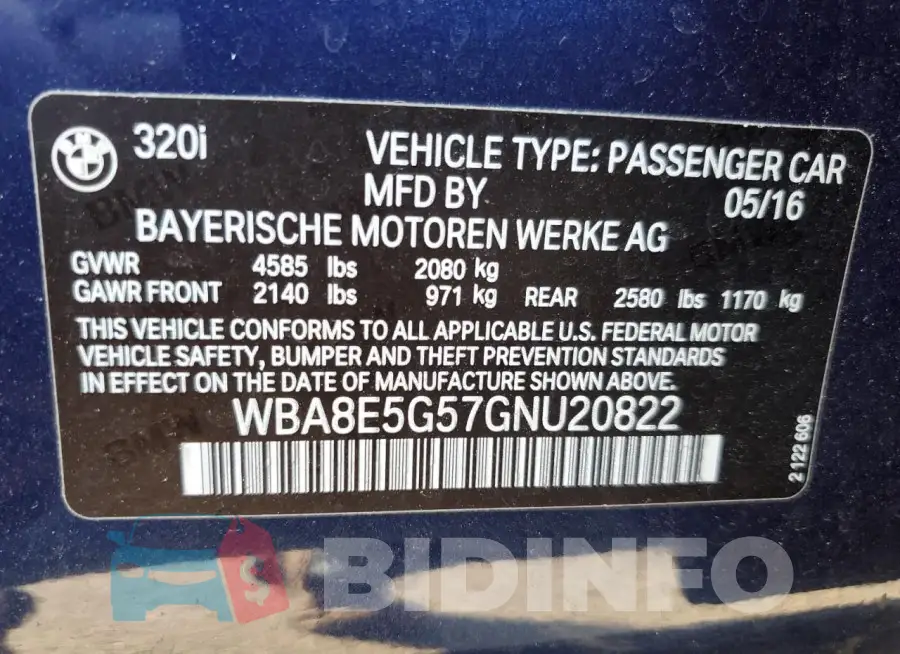 WBA8E5G57GNU20822 Photo# 12