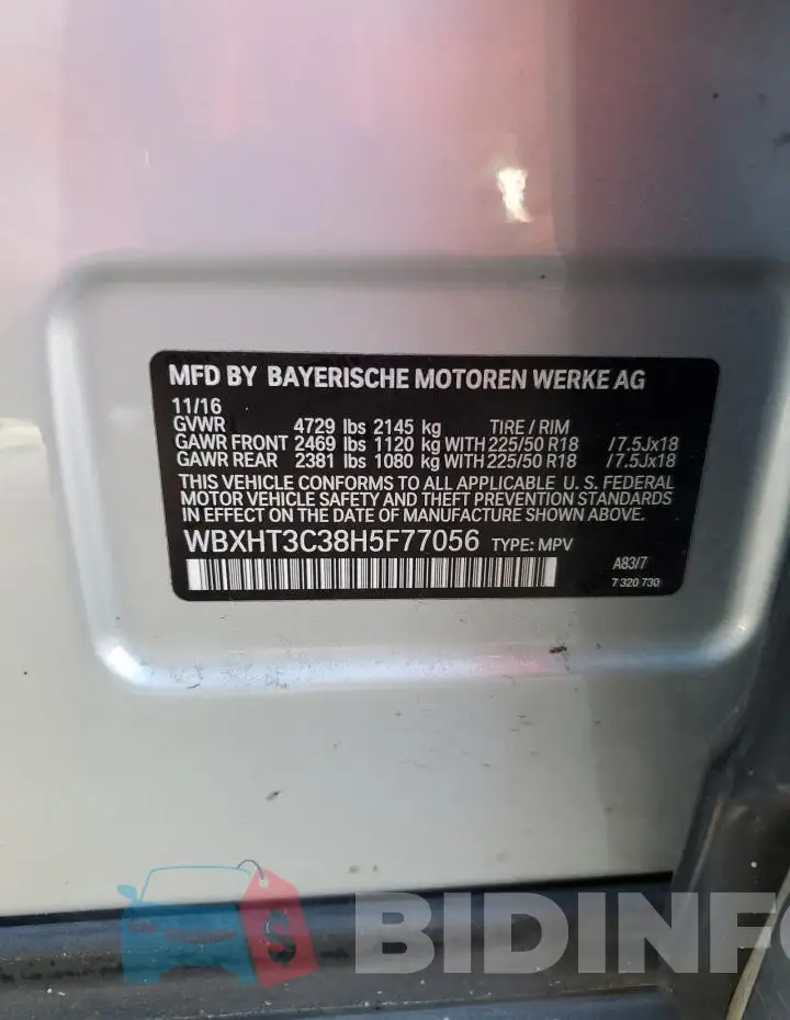 WBXHT3C38H5F77056 Photo# 13