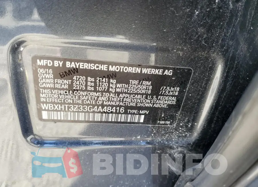 WBXHT3Z33G4A48416 Photo# 14
