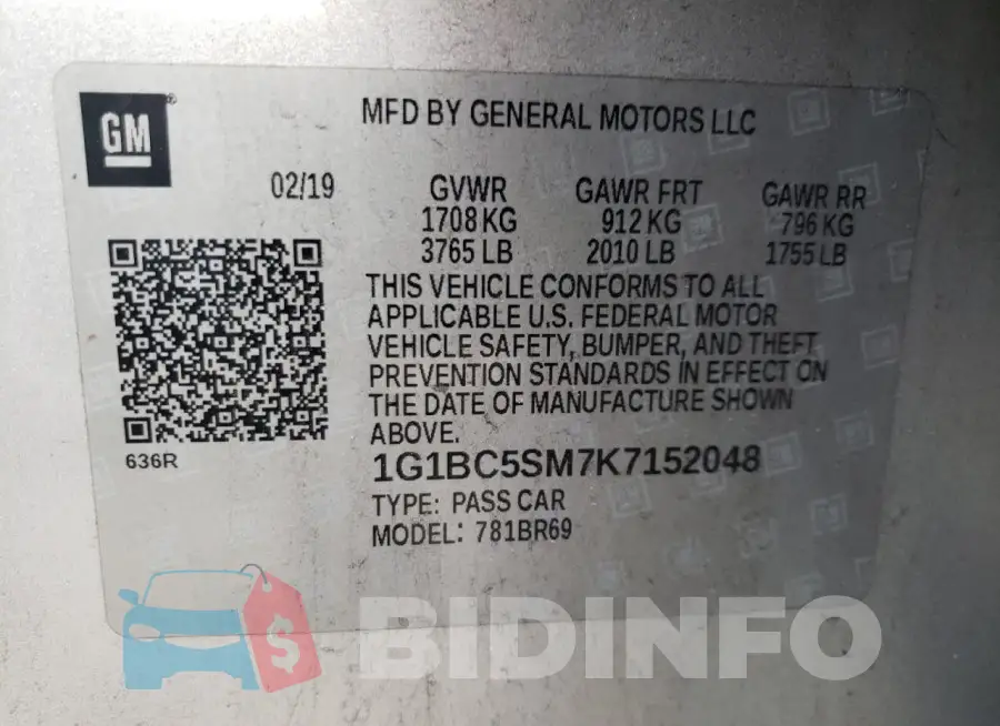 1G1BC5SM7K7152048 Photo# 12